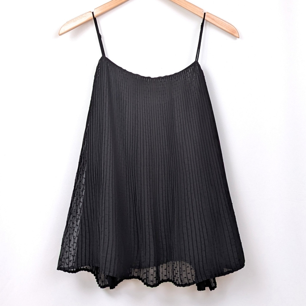 Express Trapeze Cami Accordion Pleated Spaghetti Strap Sheer Top Coquette Y2K XL
